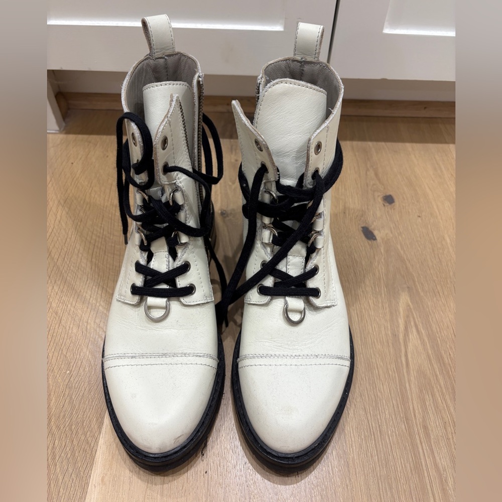 All Saints White Lace-Up Ankle Boots